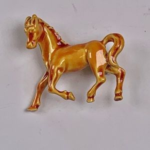 Vintage Brown Horse Enamel Brooch Pin